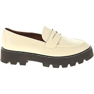 Franco Sarto Bazel Balin Lug Sole Penny Loafer Cream Crinkle Patent Size 9.5